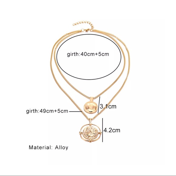 Golden Coin Necklace Double Layer Chain Necklace - Picture 8 of 8